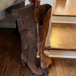 Dolce Vita over the knee brown suede boots with chunk heel - size 8
